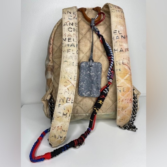 Chanel Graffiti Canvas Backpack “31 Rue Cambon” – Rare Runway, Multicolor Cord - Picture 4 of 12